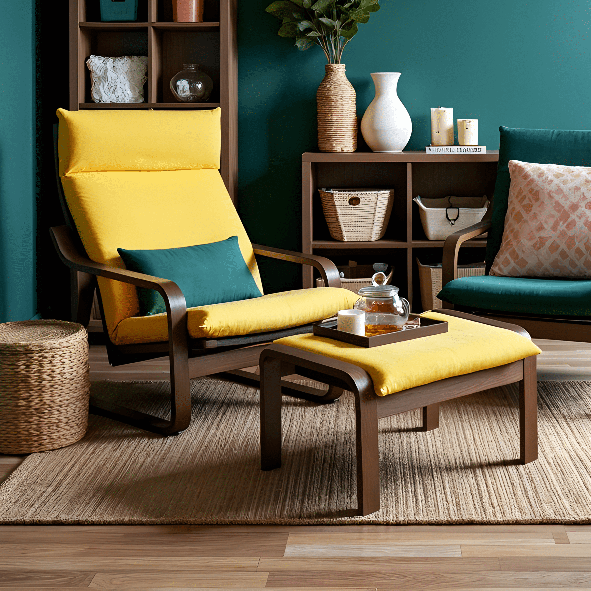 Rockin Cushions IKEA Adult Poang Velvet Gold Chair and Ottoman Covers, Compatible with IKEA Poang